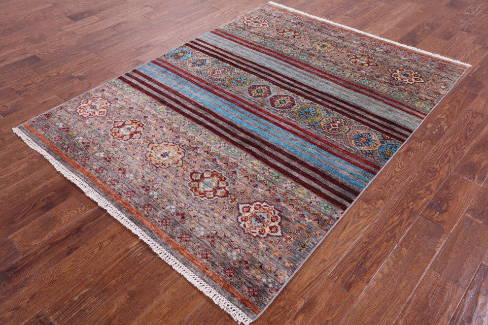 5' 2" X 6' 10" Super Kazak Khorjin Handmade Wool Rug Q11290