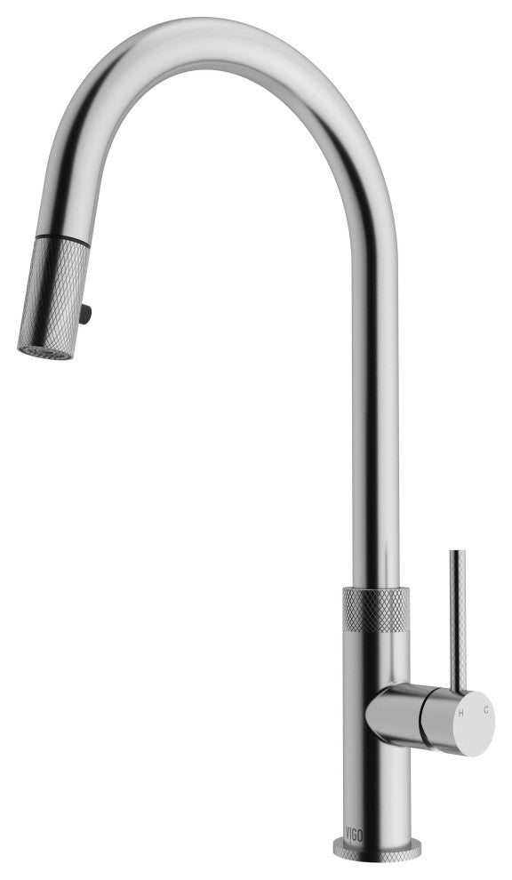 VIGO Bristol 19" H Single Handle Pull-Down Sprayer Kitchen Faucet, Stainless Steel, Without Extras
