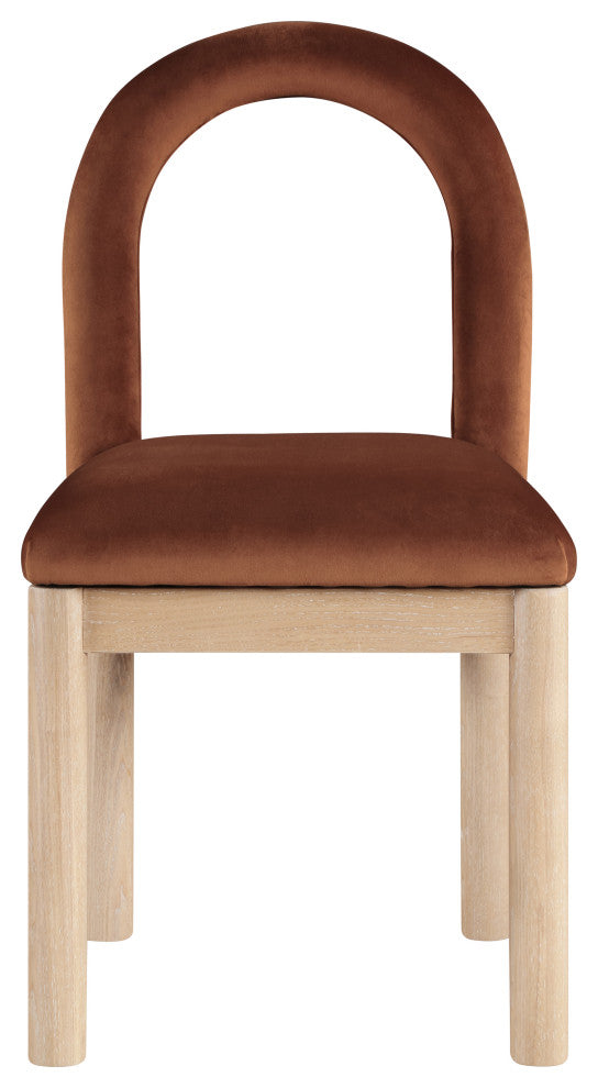 Conrad Upholstered Dining Chair, Cognac, Velvet, Natural Finish