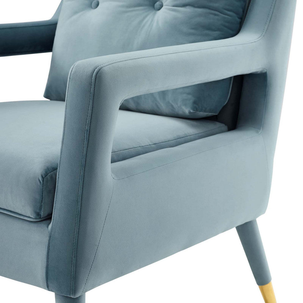 Armchair Accent Chair, Set of 2, Velvet, Blue, Modern, Living Lounge Hospitality