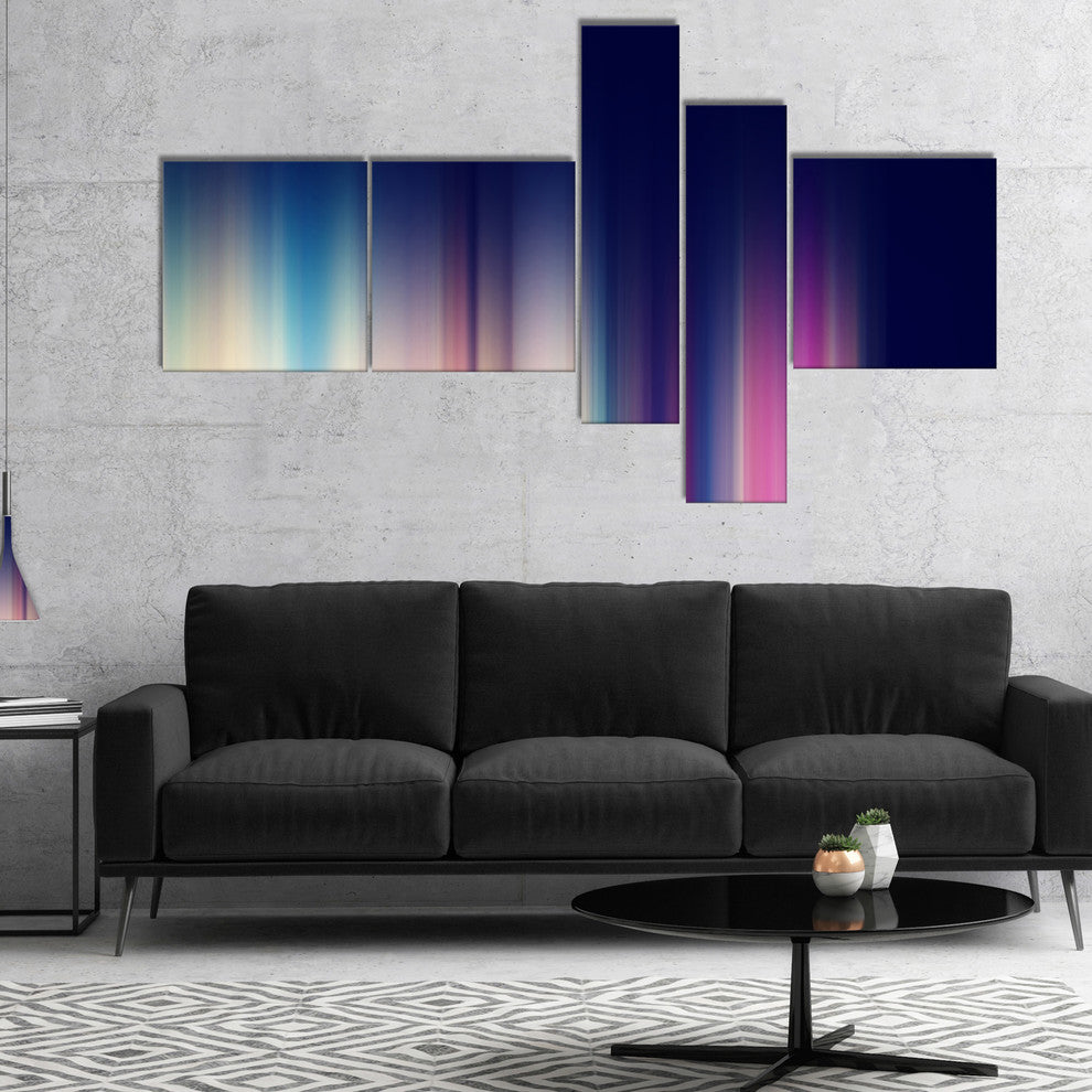 Neon Blue Abstract Lines, Abstract Canvas art print, 60"x32", 5 panels