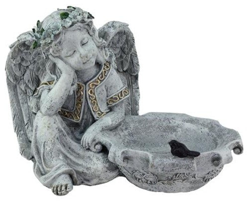 10" Resting Angel Bird Bath or Feeder Patio Garden Statue