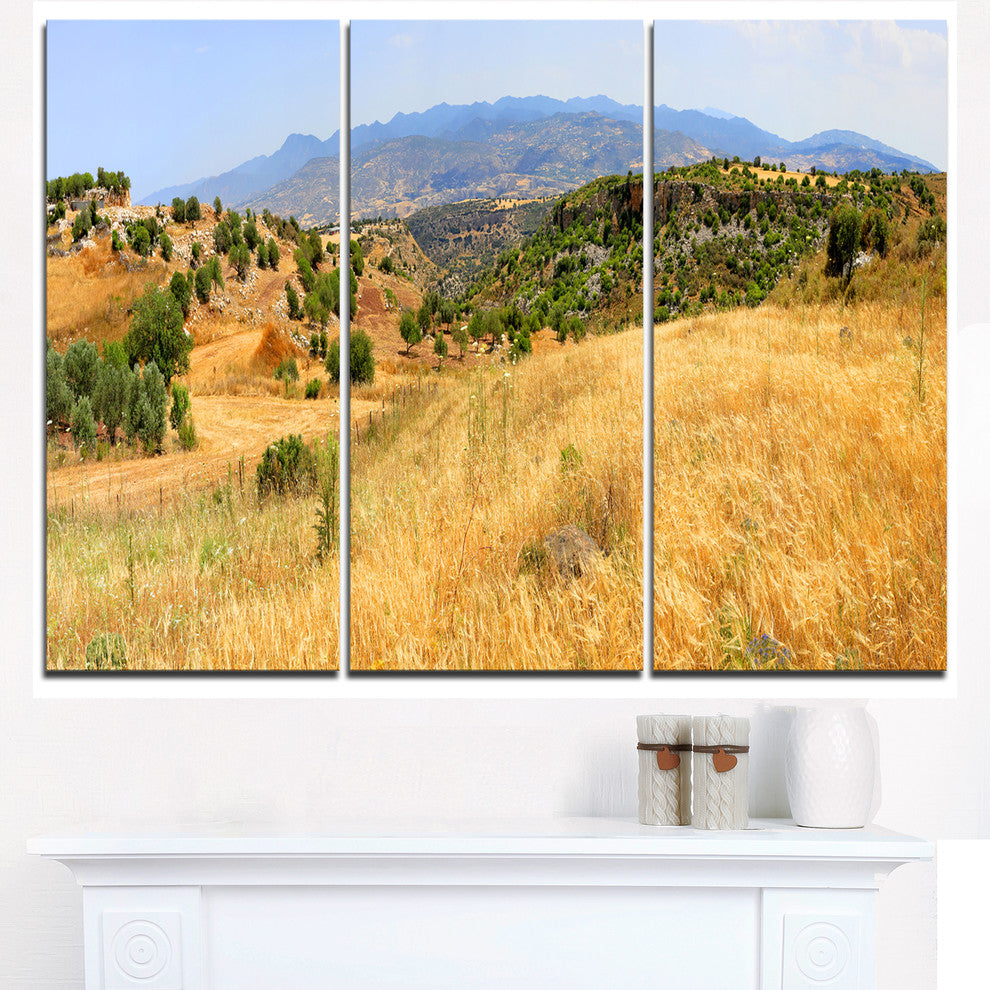 "Cyprus Landscape Panoramic View" Art Print Canvas, 3 Panels, 36"x28"