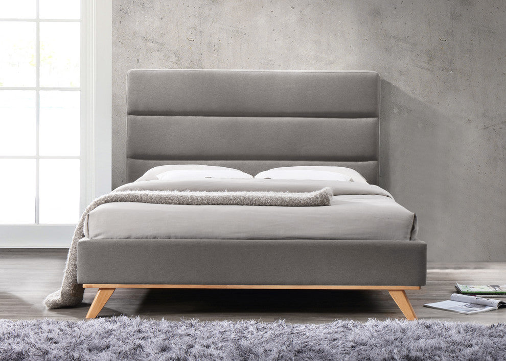 Kennedy Upholstered Platform Bed, Gray, Queen
