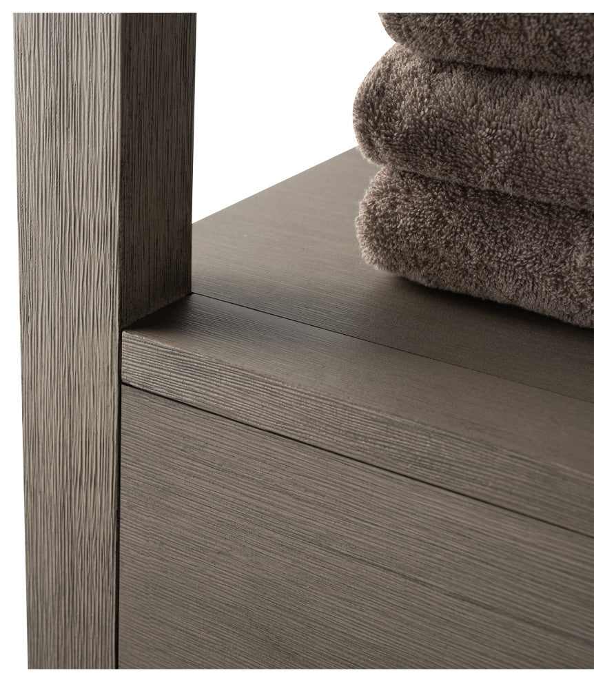Vanity Art 21" Freestanding Linen Cabinet, Driftwood Gray, Matte Black Handle