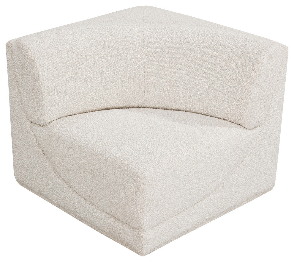 Ollie Black Boucle Fabric Chair, Cream, Corner Chair