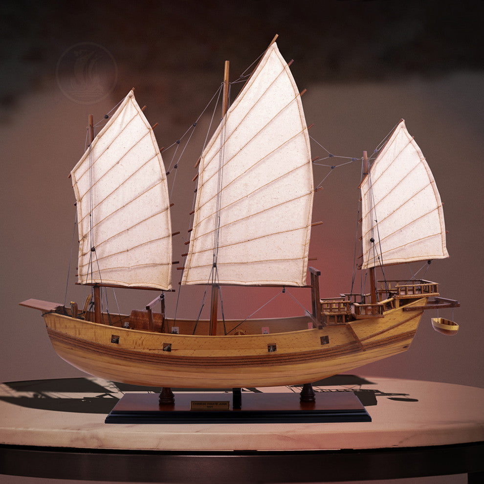Chinese Junk Natural Finish Wooden Handcrafted boat model