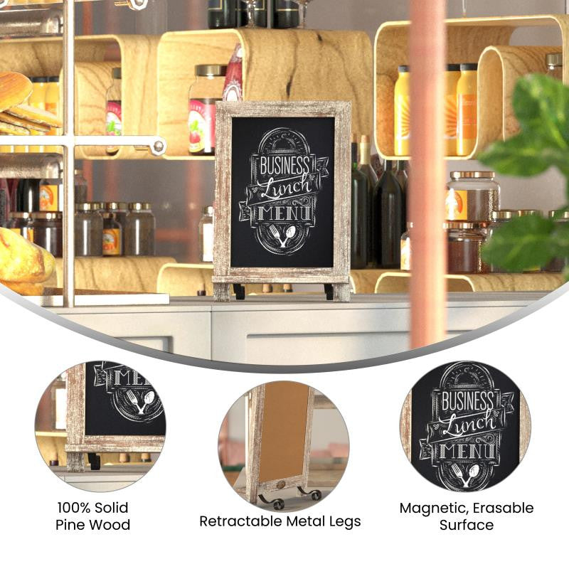 Canterbury Magnetic Chalkboard WithMetal Scrolled Legs, Hang or Countertop Board, Weathered Brown