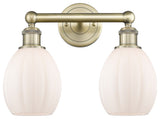 Eaton 2-Light 15" Bath Vanity Light, Antique Brass Finish, Matte White Shade