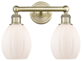Eaton 2-Light 15" Bath Vanity Light, Antique Brass Finish, Matte White Shade