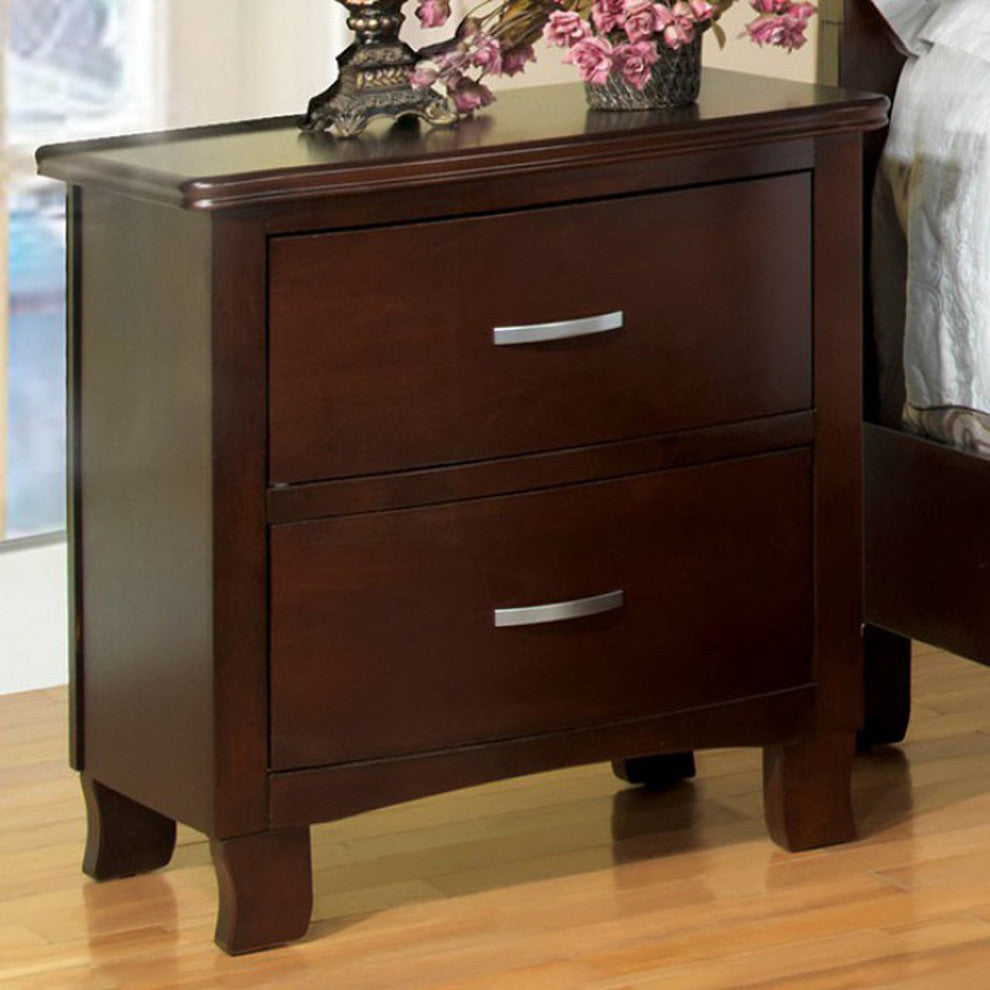 Crest View Contemporary Nightstand, Brown Cherry