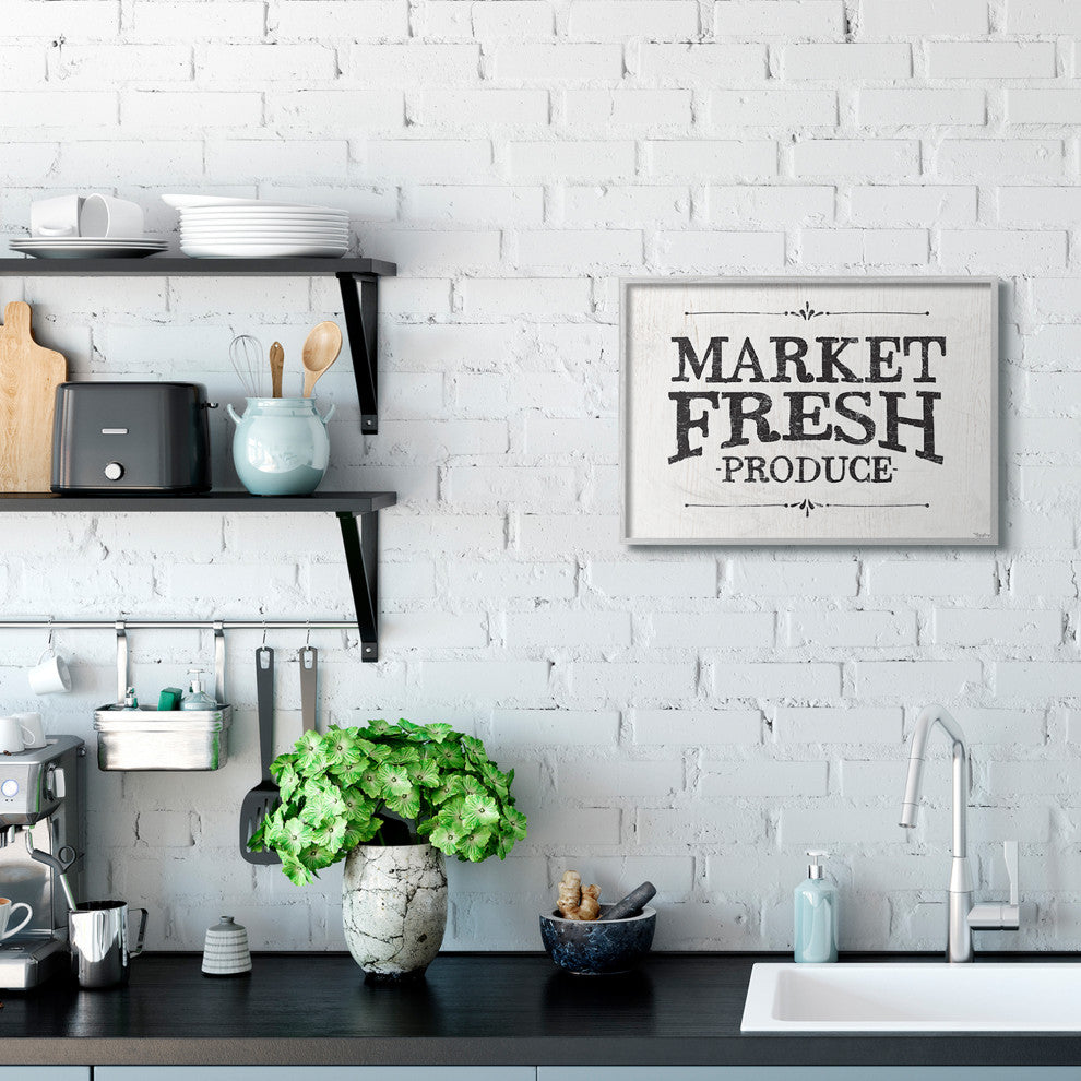 Market Fresh Produce Wood Texture Farm Word Design, 16"x20"
