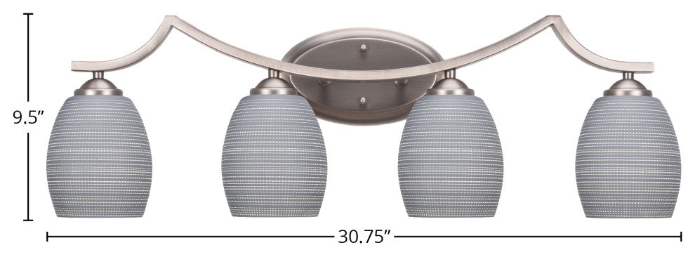 Zilo 4 Light Bath Bar Shown, Graphite Finish With 5" Gray Matrix Glass