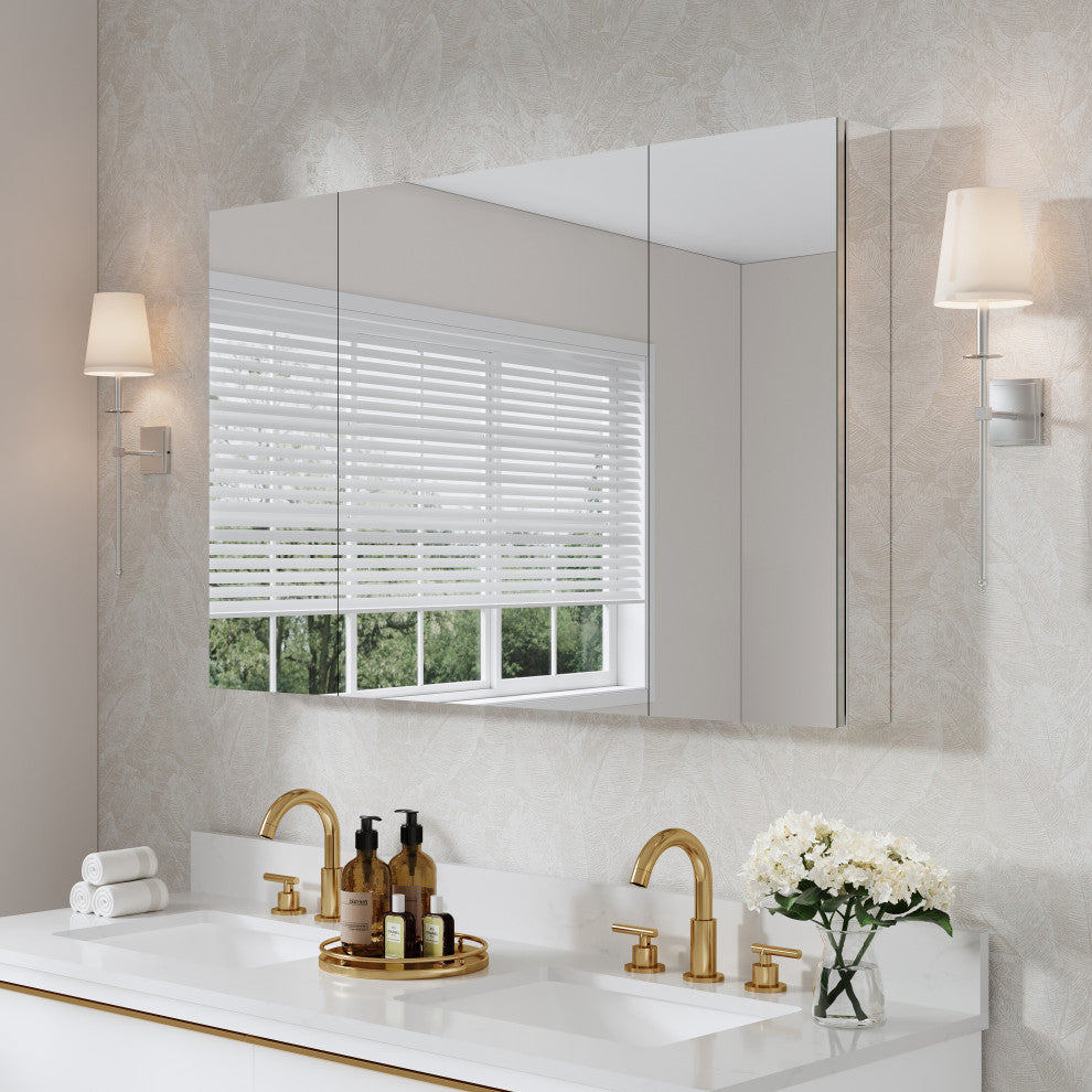 Recessed/Surface Mount Bathroom Medicine Cabinet, Reverse Installation, 48"x30"