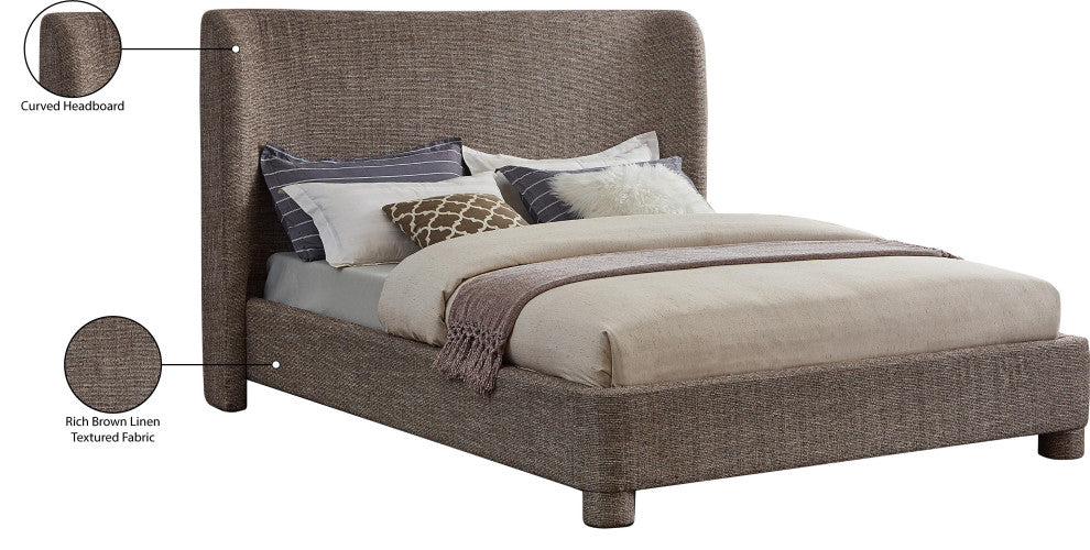 Penny Bed, Brown, King, Linen Textured Fabric