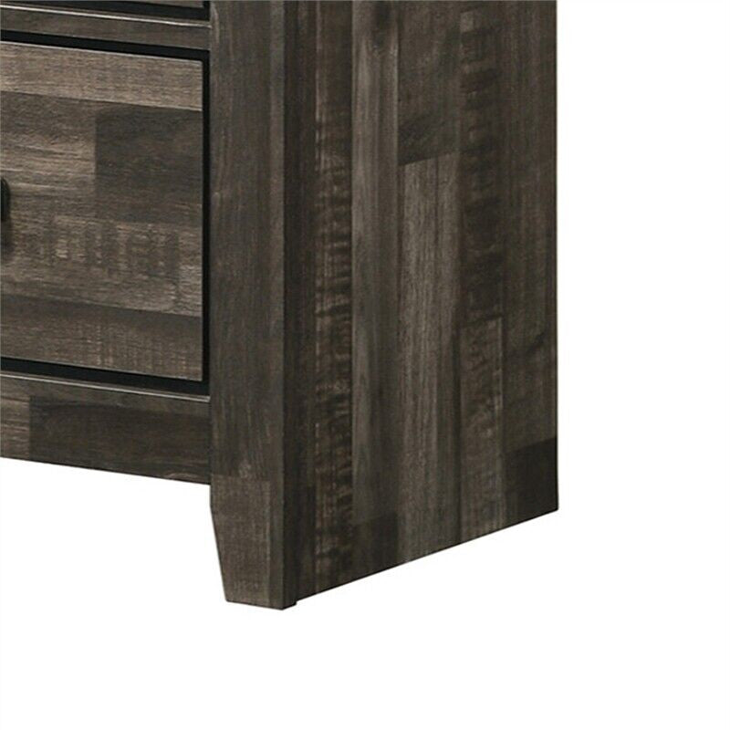 Nightstand with 2 Drawers and Butcher Block Design, Brown