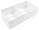Austen Crisp White Fireclay 36" Double Bowl Farmhouse Undermount Kitchen Sink