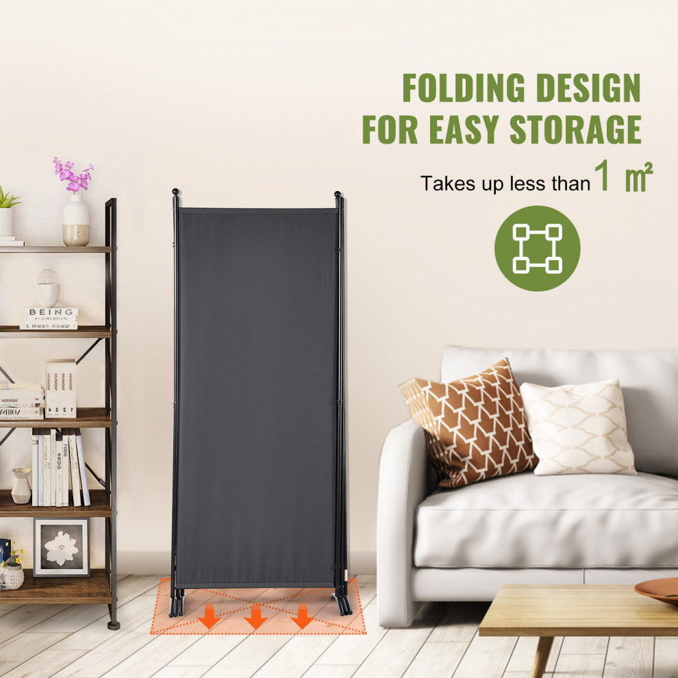 VEVOR Room Divider 3-Panel Folding Privacy Screen 89"x20.3"x72.8" Dark Gray