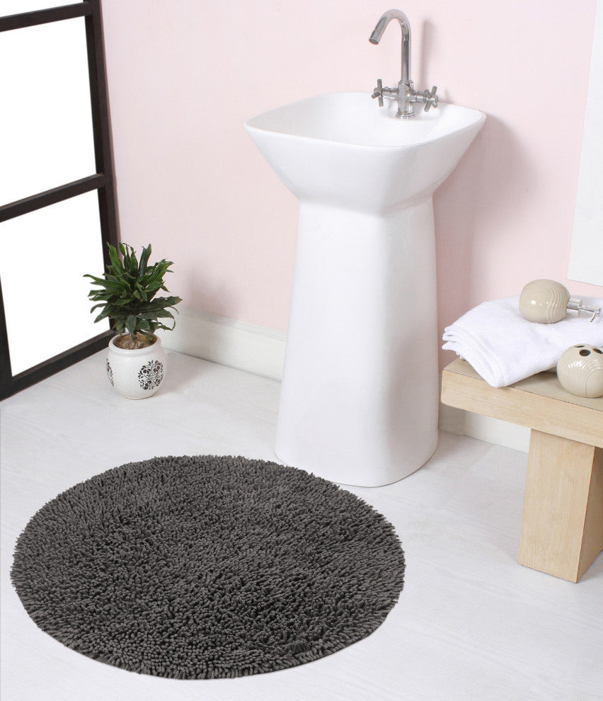 Fantasia Bath Rug Bath Rugs Set, 28" Round, Gray