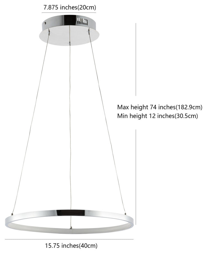 JONATHAN Y Lighting JYL7202 Bradley 16"W LED Suspension Pendant - Chrome