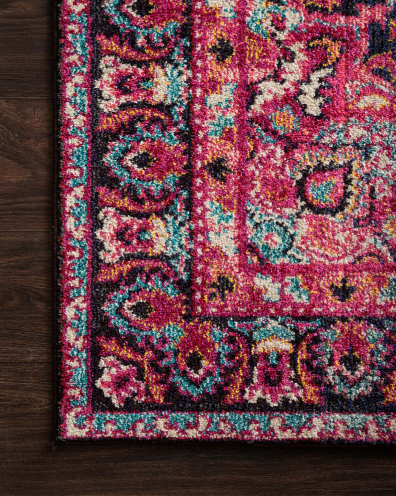 Navy Pink Nadia Area Rug by Loloi II, 6'7"x6'7" Round