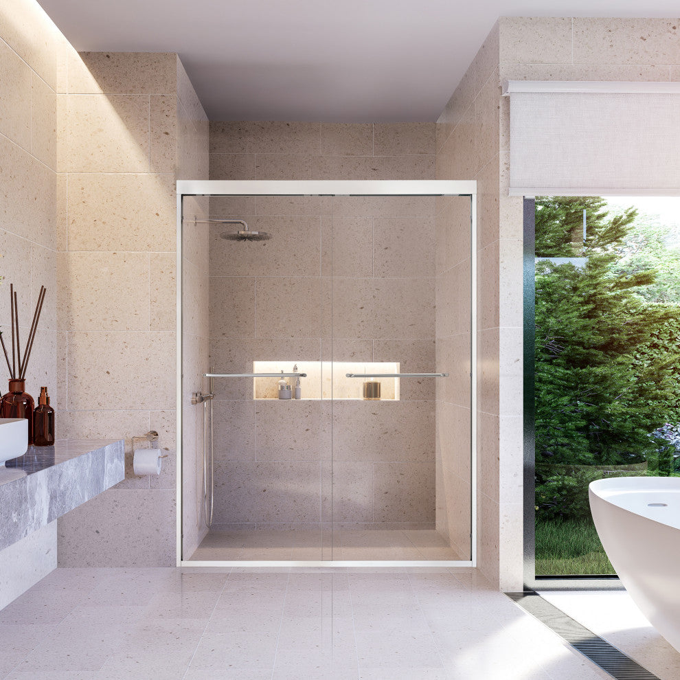 Ennis By Pass Framed Shower Door, Clear Glass, Polished Chrome, 60" W X 76" H