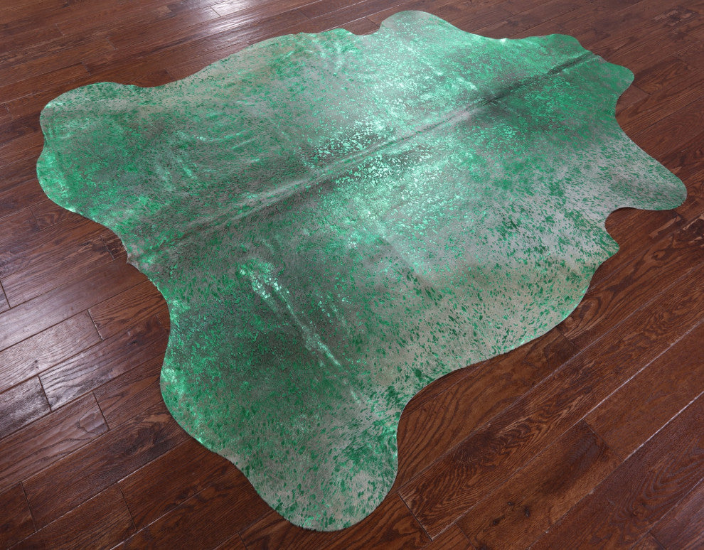 Green Metallic Cowhide Rug 7' 4" X 6' 6" C2123