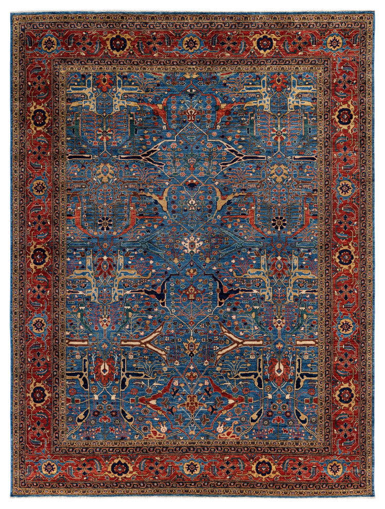 Serapi One-of-a-Kind Hand-Knotted Area Rug Light Blue, 9'0" x 11'11"