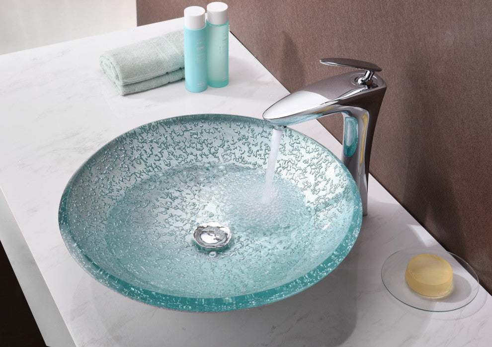 ANZZI Jonas Series Tempered Glass Bathroom Vessel Sink