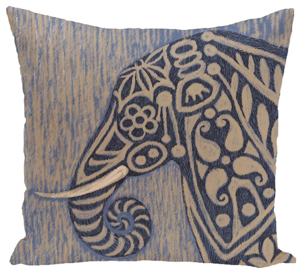 Inky Animal Print Pillow, Blue, 18"x18"