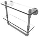 Pipeline Doulbe Glass Shelf with Towel Bar, Matte Gray, 16"