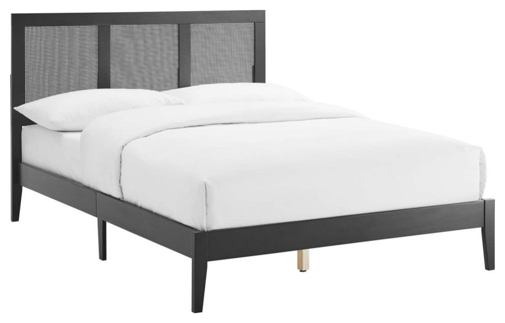 Sirocco Rattan and Wood Full Platform Bed, Black