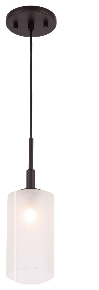 Pendant, Bronze, Faux Opal Cylinder, Bronze, 1-Light Mini