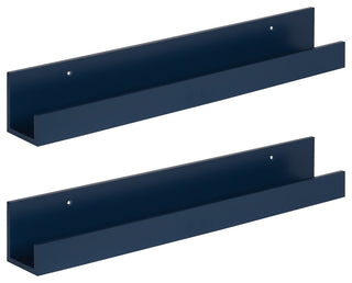 Levie Wooden Picture Ledge Wall Shelf Set, Navy Blue 2 Piece