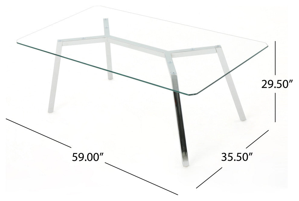 GDF Studio Verna Tempered Glass Dining Table
