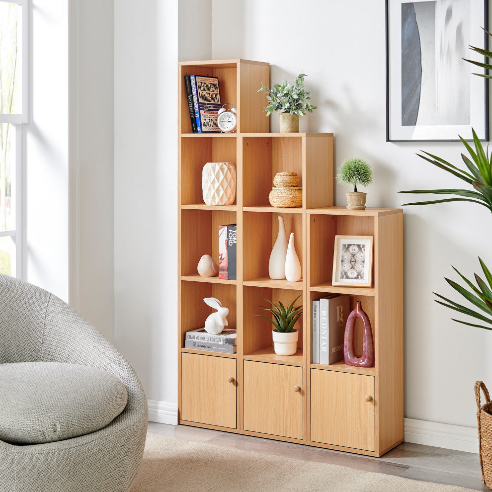 Marcel Cubes Modular Storage Organizer Cubby Cabinet Shelf, Set of 3, Beech