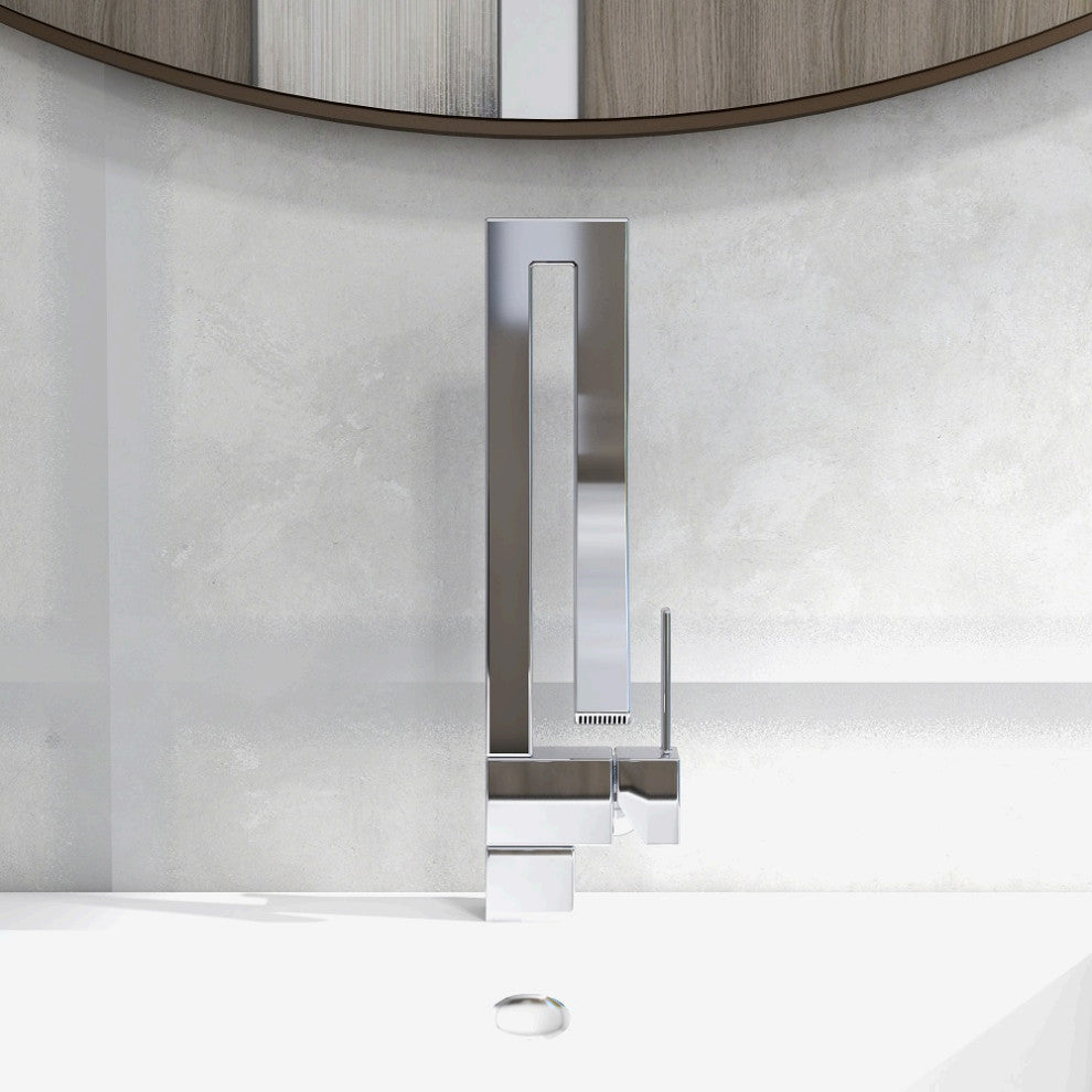 Single Handle Single Hole Bathroom Sink Faucet with Waterfall Spout, Chrome