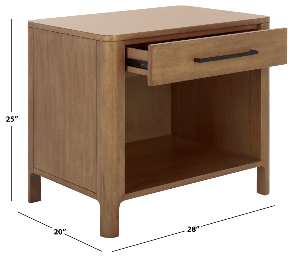 Safavieh Couture Abbiava 1 Drawer Wood Nightstand, Natural