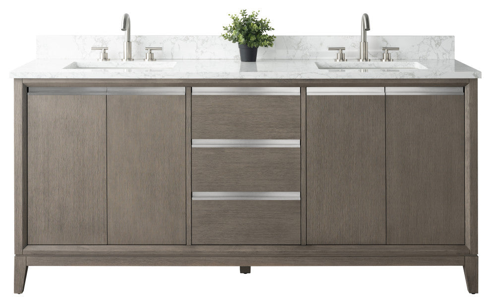 Vanity Art Bathroom Vanity With Sink, Driftwood Gray, 72" Double