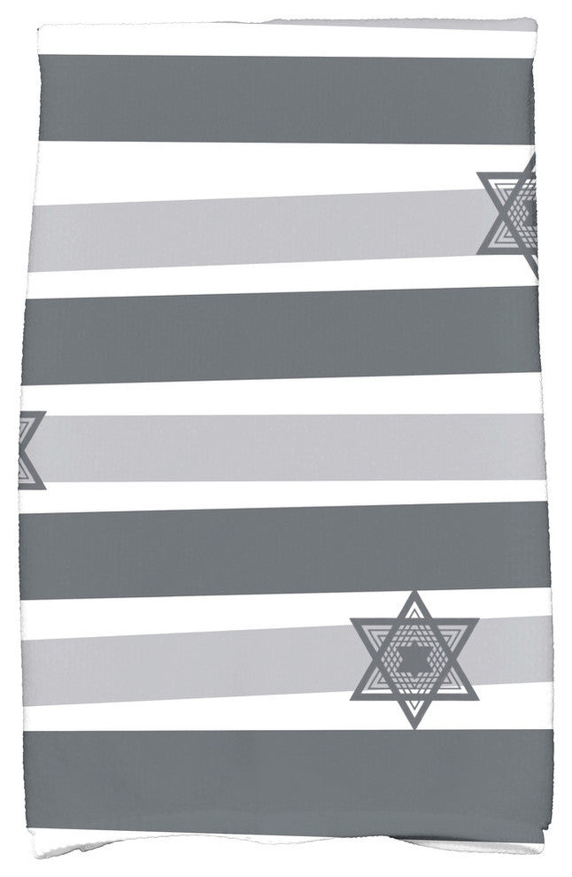Star Stripes Decorative Holiday Stripe Print Hand Towel, Gray