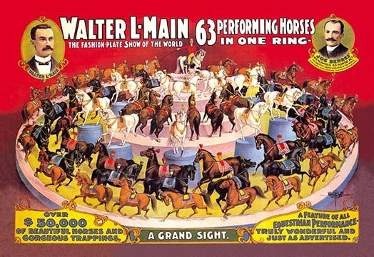 Sixty-Three Performing Horses in One Ring: Walter L. Main Shows - Canvas Poster