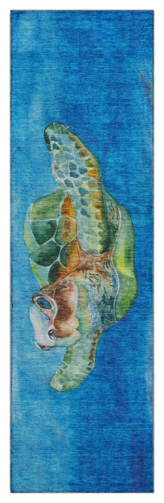 Addison Premium Washable Mayfield AMF148 Blue 2'3" x 7'6" Runner Rug