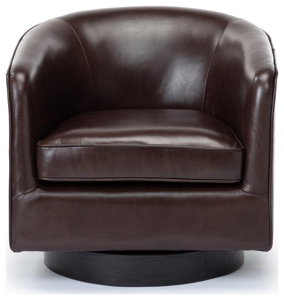 Turner Brown Top Grain Leather Swivel Chair
