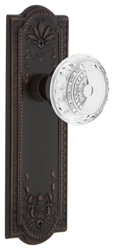Meadows Plate Privacy Crystal Meadows Knob, Timeless Bronze, 2.75"