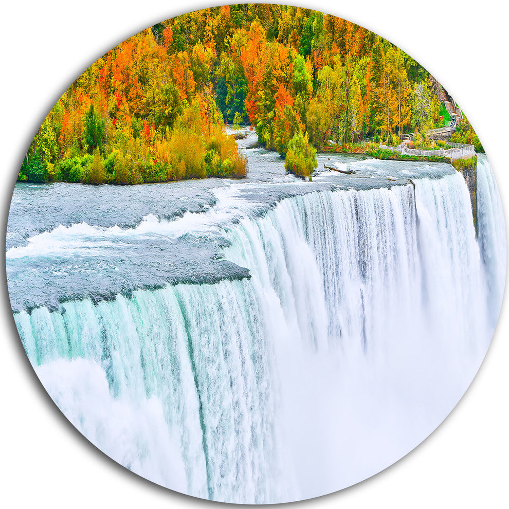 Autumn Niagara Falls Panorama, Landscape Large Disc Metal Wall Art, 11"