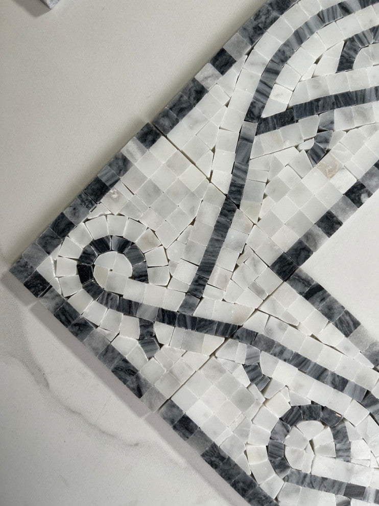 Stretch Bardiglio 4x12 Marble Mosaic Border Listello Tile Polished, 1 piece