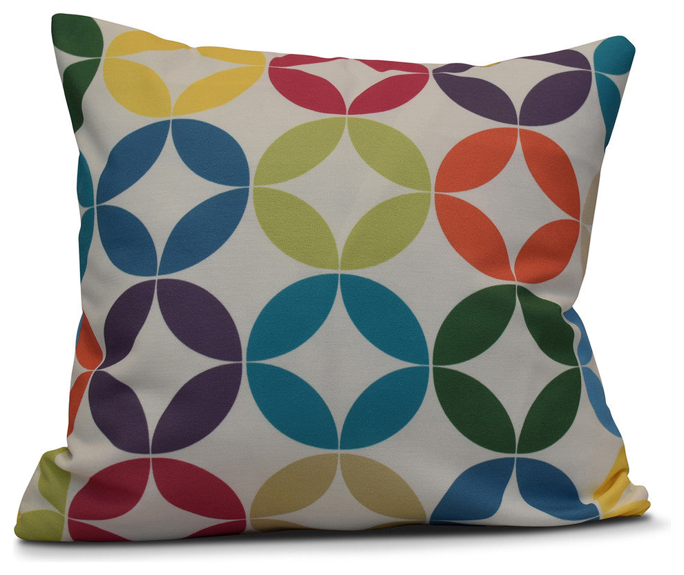 Eye Opener, Geometric Print Pillow, Turquoise, 18"x18"