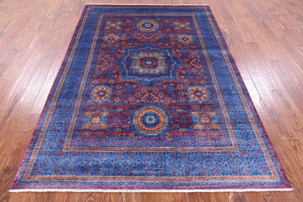 5' 8" X 8' 1" Mamluk Geometric Hand Knotted Wool Rug - Q12257