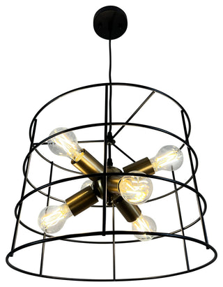 Nicte 6-Light Brass and Black Cage Chandelier