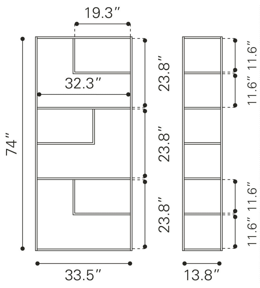 Bookcase Wall Shelf Rack, Steel Metal, Gray, Lounge Cafe Lobby Hospitality